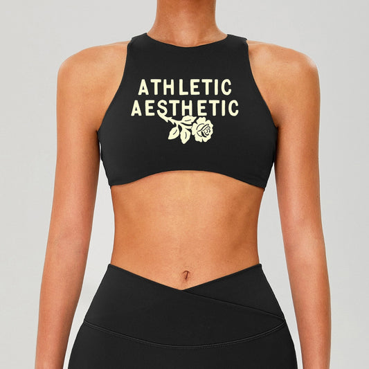 Rose High Neck Sports Bra